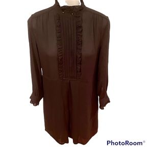 Ever Women’s Black Tuxedo Style High Neck Blk Silk Dress SZ P